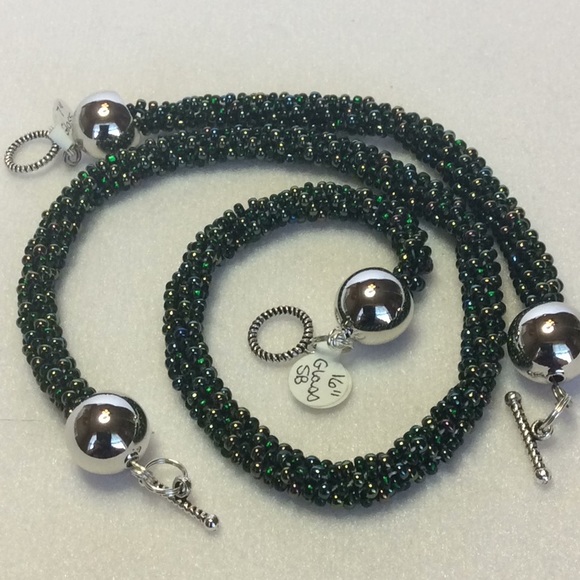 FINAL SALE PRICE Green Jewelry Set with Brown & Black AB Accents - Picture 4 of 5